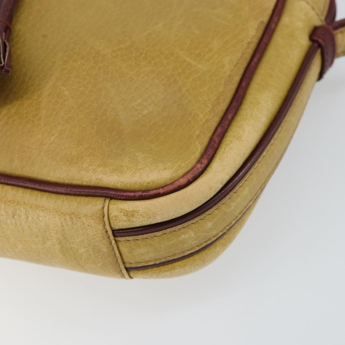 CARTIER Must Line Shoulder Bag Leather Yellow Gold Auth BA9382