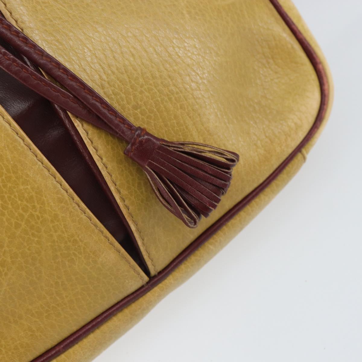 CARTIER Must Line Shoulder Bag Leather Yellow Gold Auth BA9382