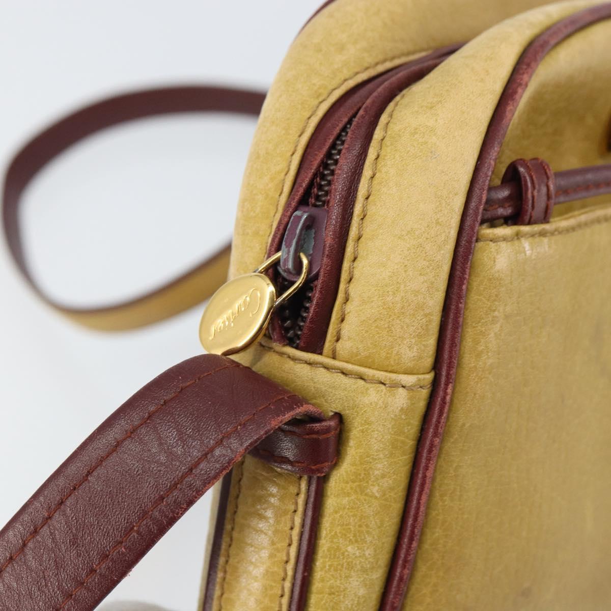 CARTIER Must Line Shoulder Bag Leather Yellow Gold Auth BA9382