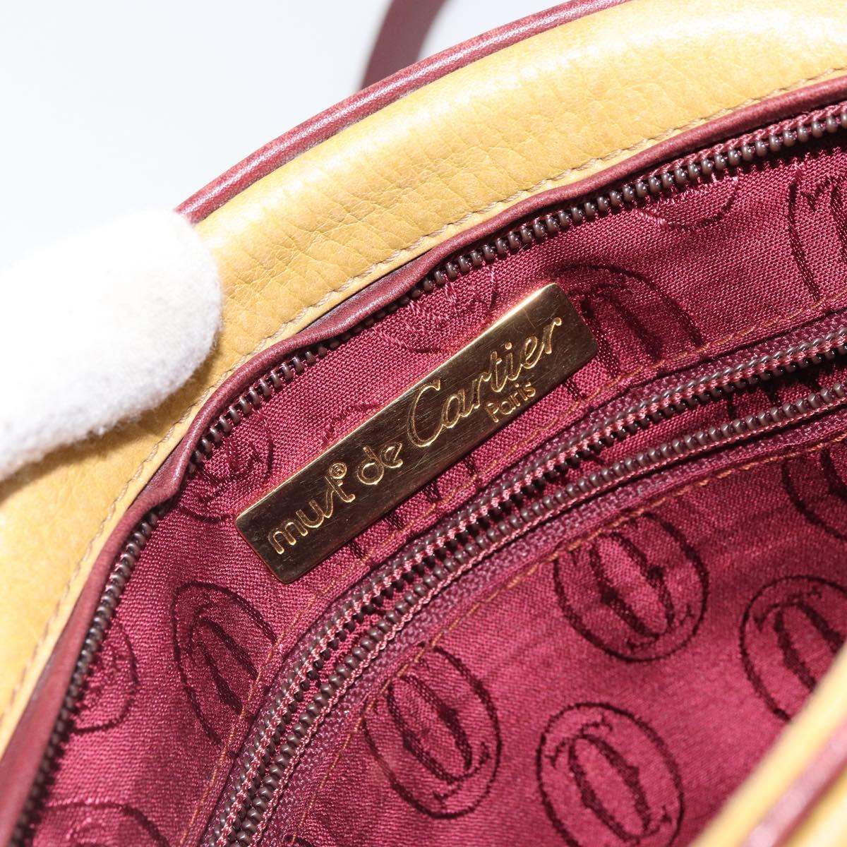 CARTIER Must Line Shoulder Bag Leather Yellow Gold Auth BA9382