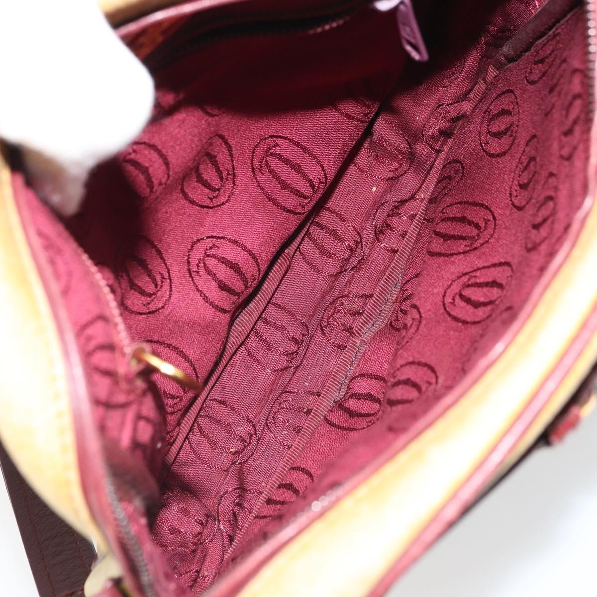 CARTIER Must Line Shoulder Bag Leather Yellow Gold Auth BA9382