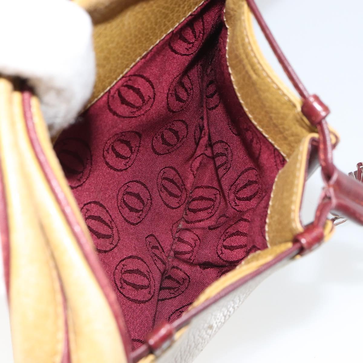 CARTIER Must Line Shoulder Bag Leather Yellow Gold Auth BA9382