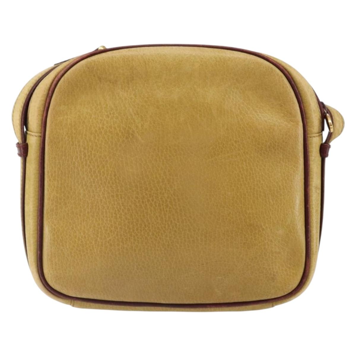 CARTIER Must Line Shoulder Bag Leather Yellow Gold Auth BA9382