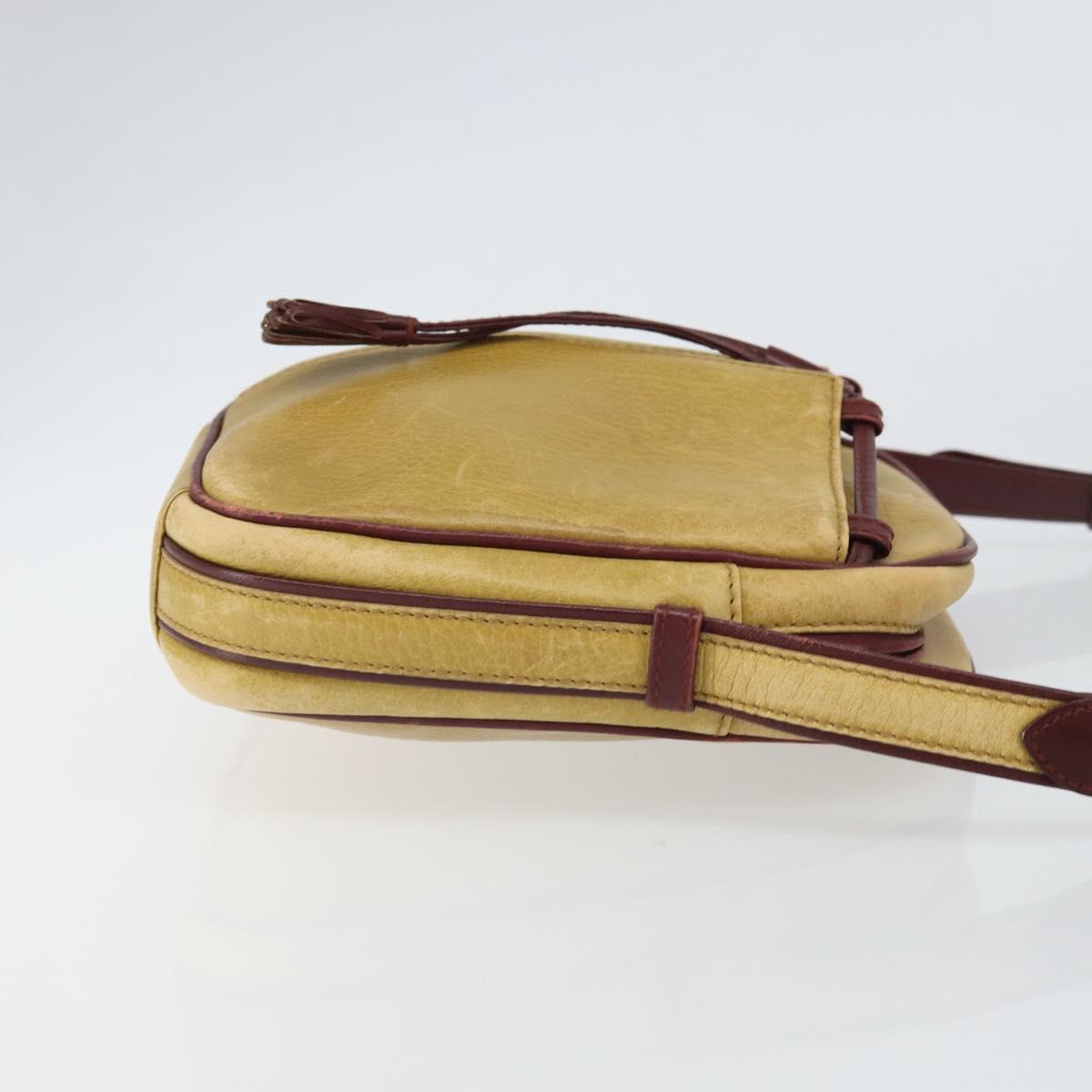 CARTIER Must Line Shoulder Bag Leather Yellow Gold Auth BA9382