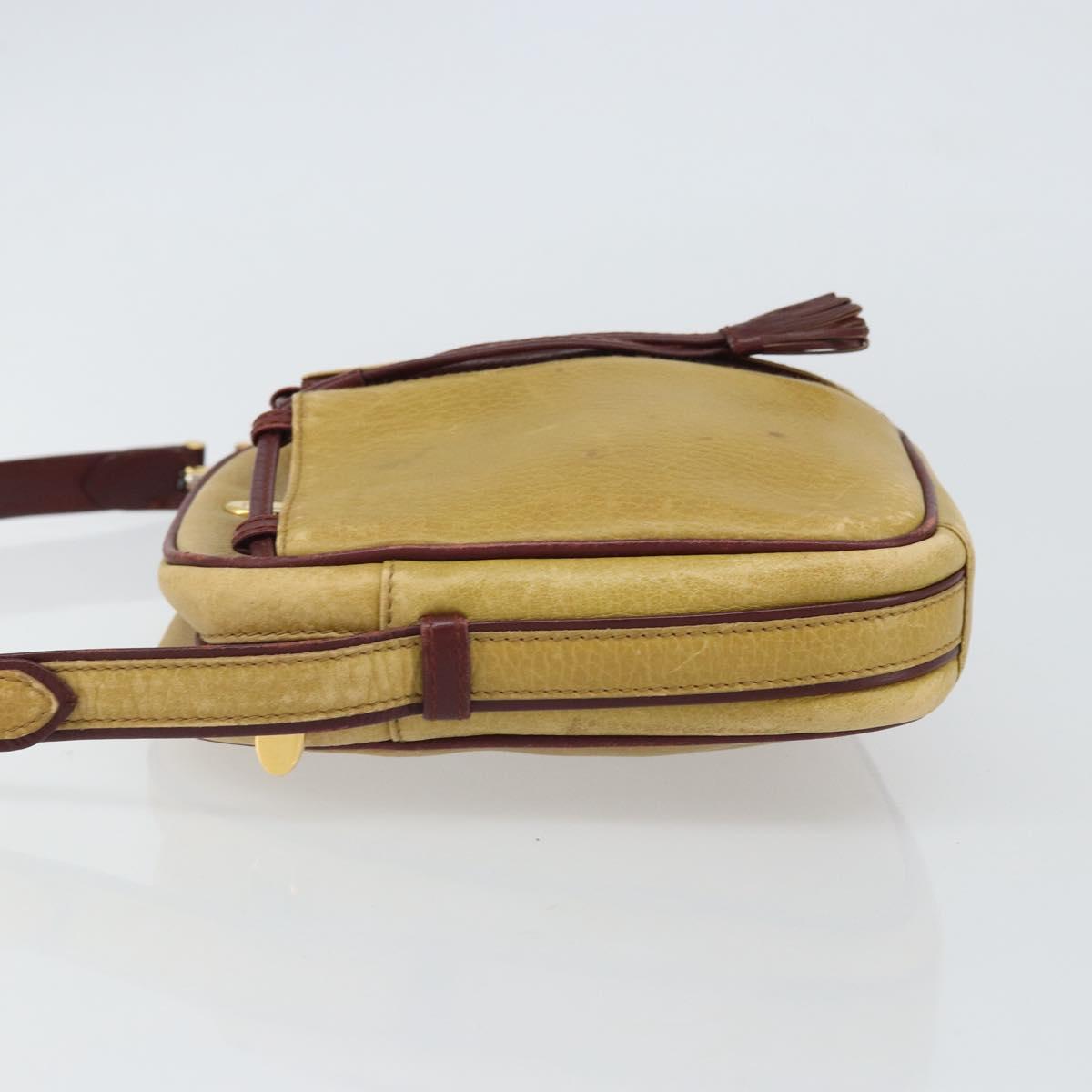 CARTIER Must Line Shoulder Bag Leather Yellow Gold Auth BA9382
