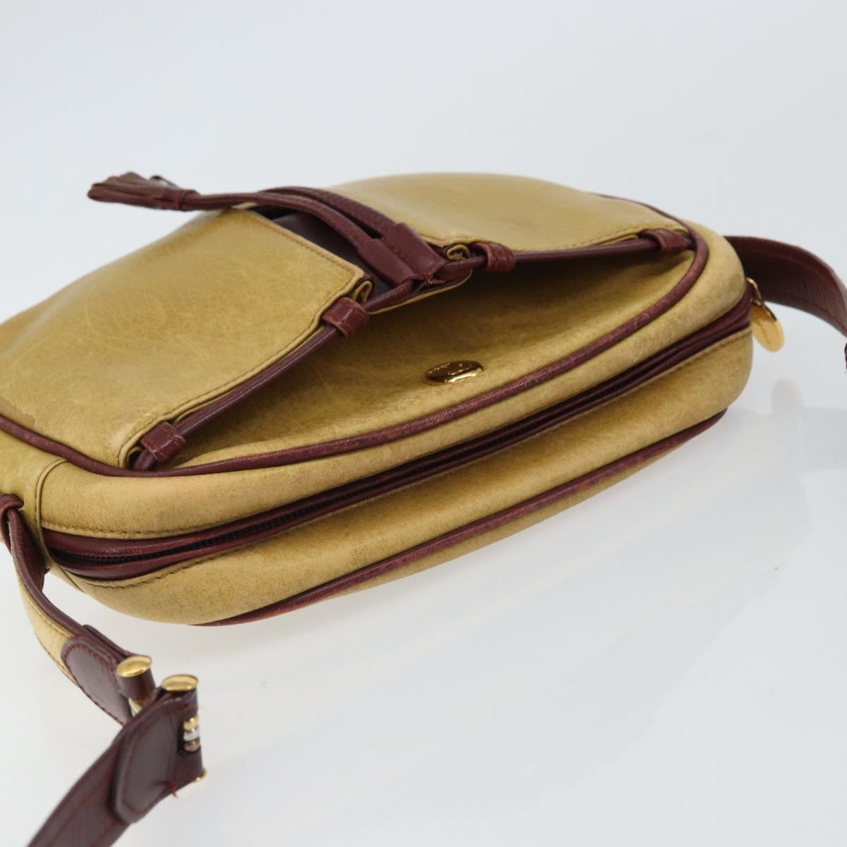 CARTIER Must Line Shoulder Bag Leather Yellow Gold Auth BA9382