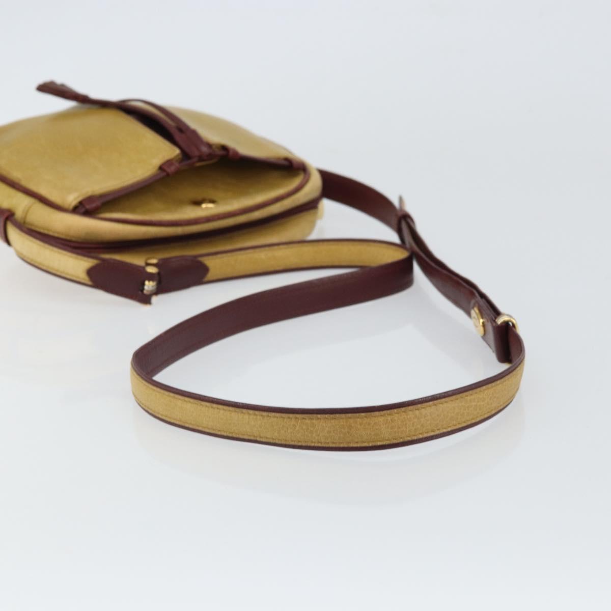 CARTIER Must Line Shoulder Bag Leather Yellow Gold Auth BA9382
