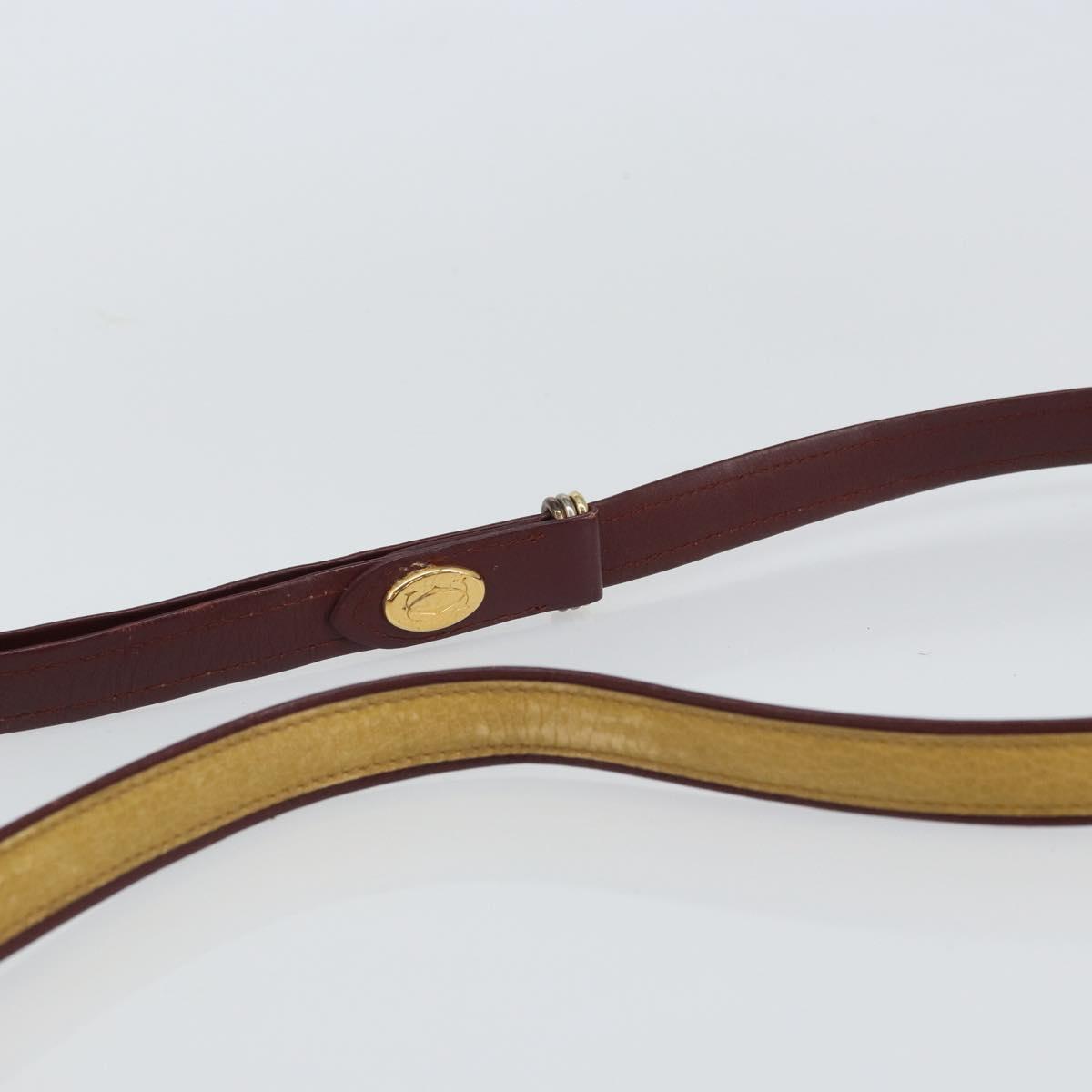 CARTIER Must Line Shoulder Bag Leather Yellow Gold Auth BA9382