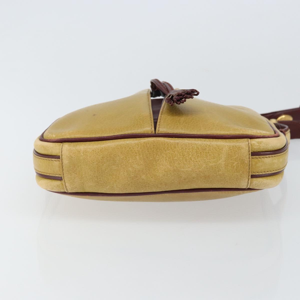 CARTIER Must Line Shoulder Bag Leather Yellow Gold Auth BA9382