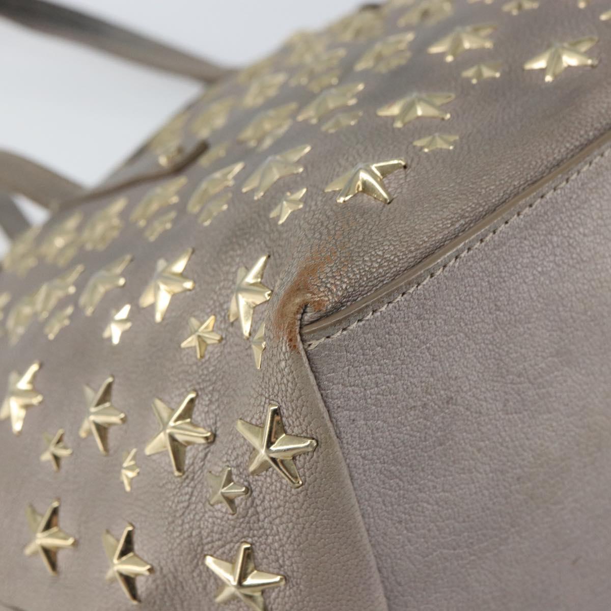 Jimmy Choo Sasha S Tote Bag Leather Silver Gold Auth BA9385