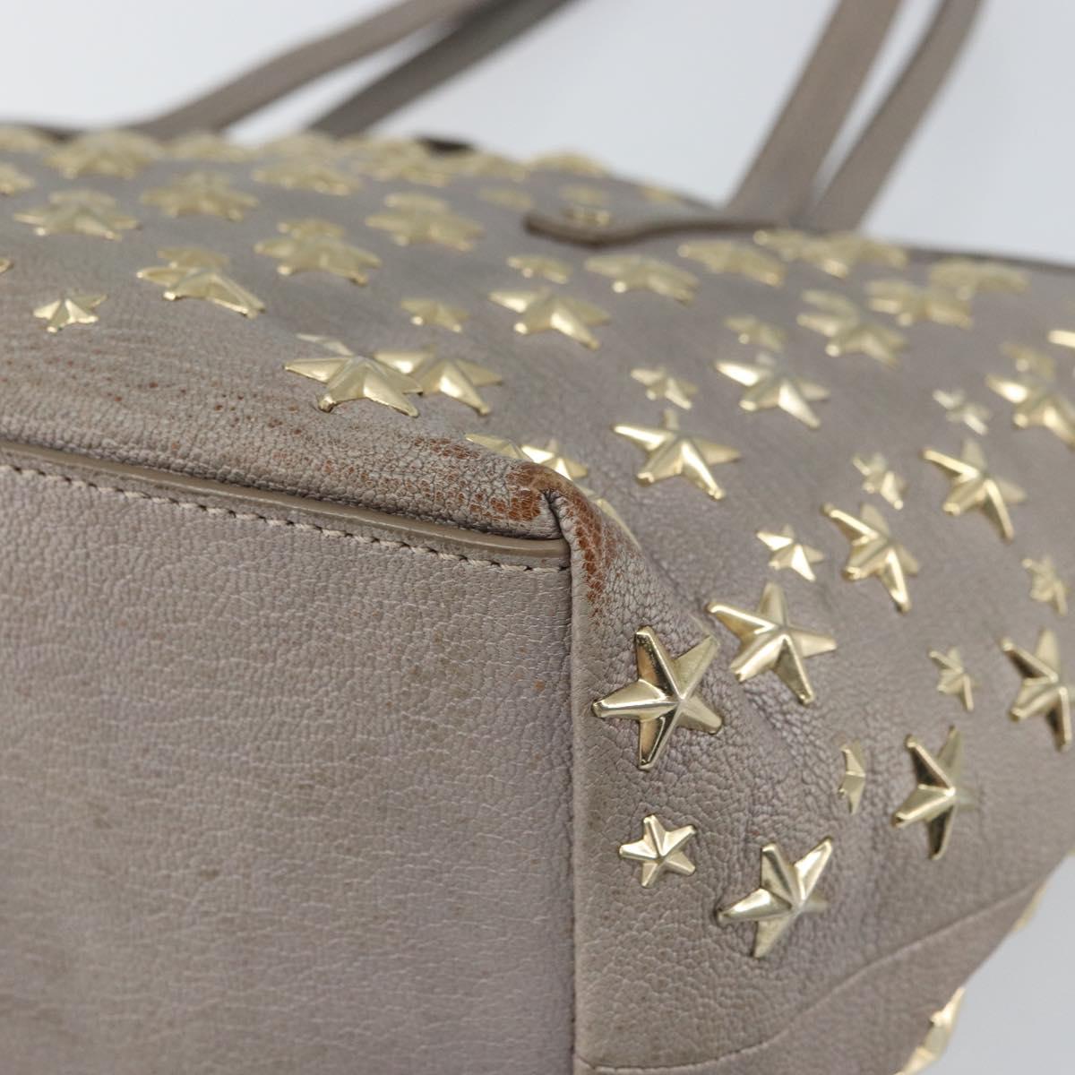 Jimmy Choo Sasha S Tote Bag Leather Silver Gold Auth BA9385