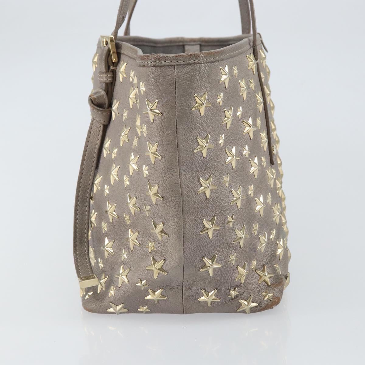 Jimmy Choo Sasha S Tote Bag Leather Silver Gold Auth BA9385