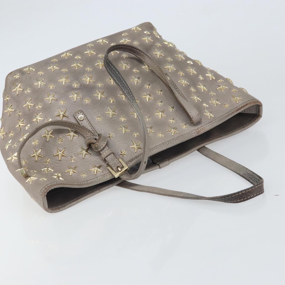 Jimmy Choo Sasha S Tote Bag Leather Silver Gold Auth BA9385