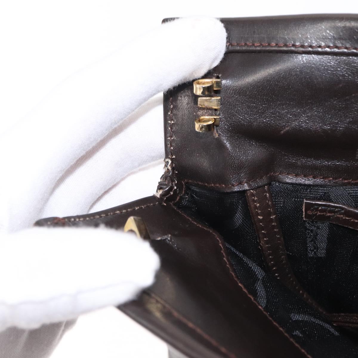 Salvatore Ferragamo Vala Shoulder Bag Leather Dark Brown Gold Auth BA9386