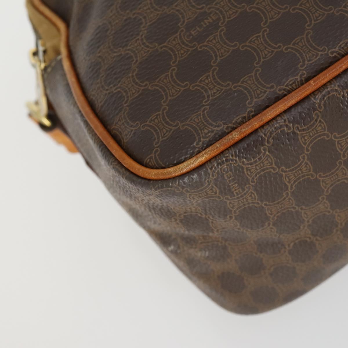 CELINE Macadam Canvas Shoulder Bag PVC Leather 2way Brown Gold Auth BA9391