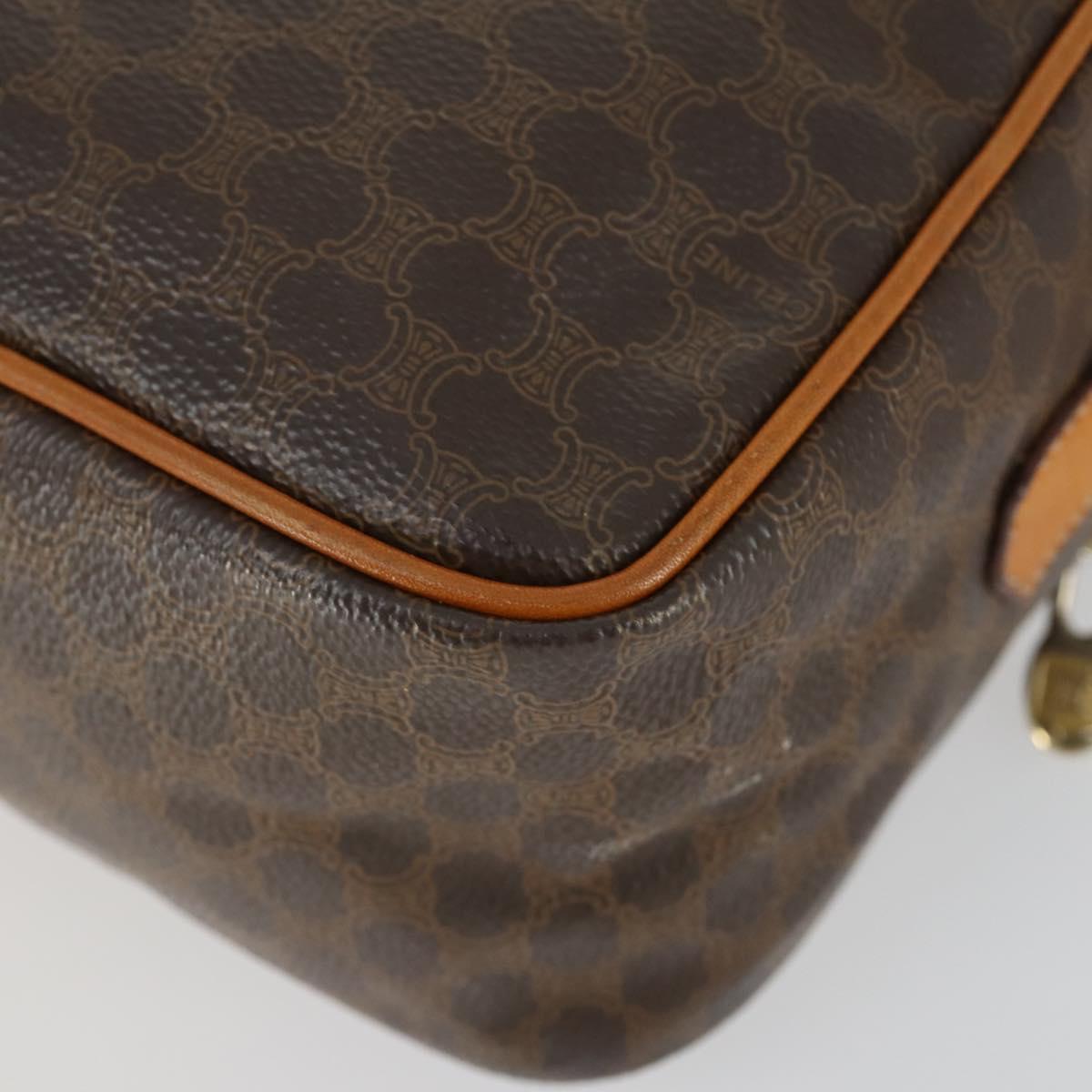 CELINE Macadam Canvas Shoulder Bag PVC Leather 2way Brown Gold Auth BA9391