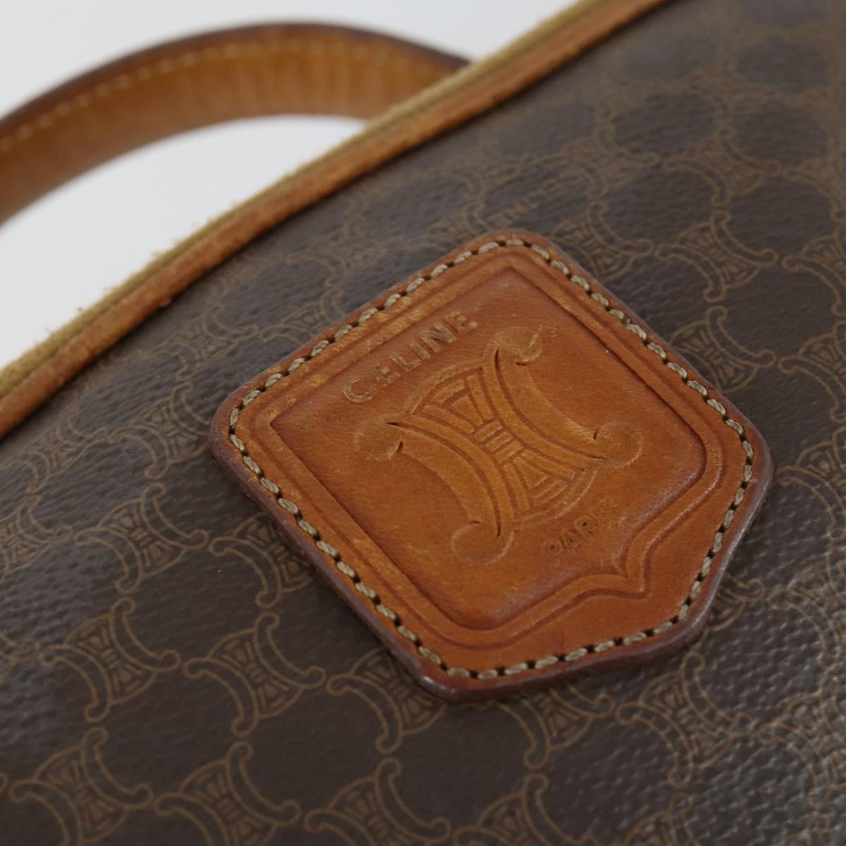 CELINE Macadam Canvas Shoulder Bag PVC Leather 2way Brown Gold Auth BA9391