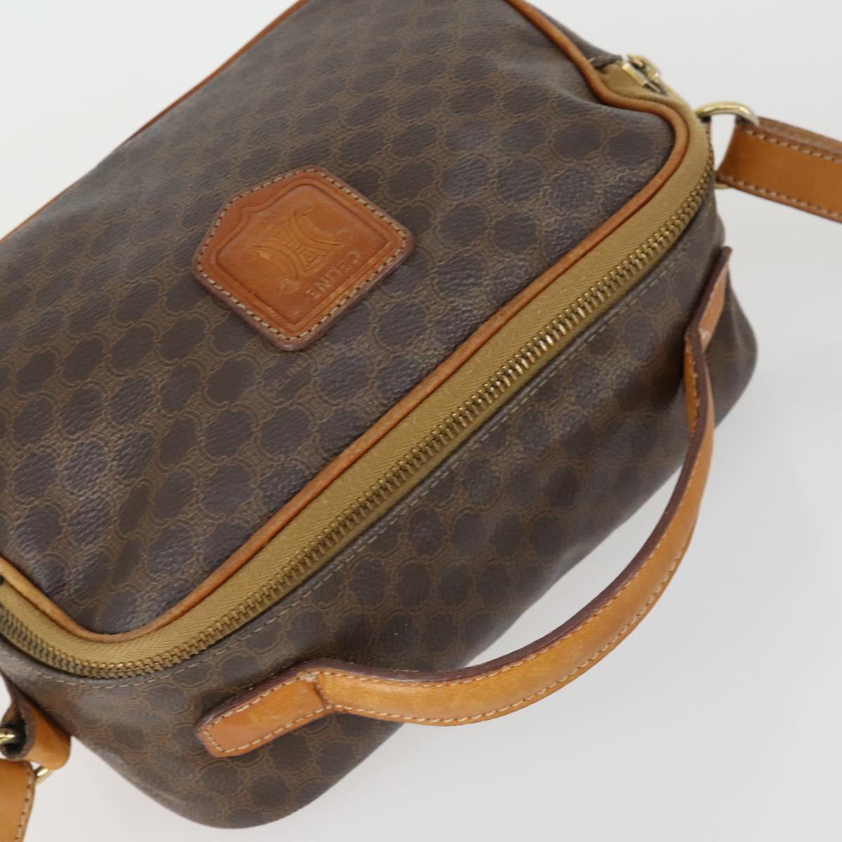 CELINE Macadam Canvas Shoulder Bag PVC Leather 2way Brown Gold Auth BA9391