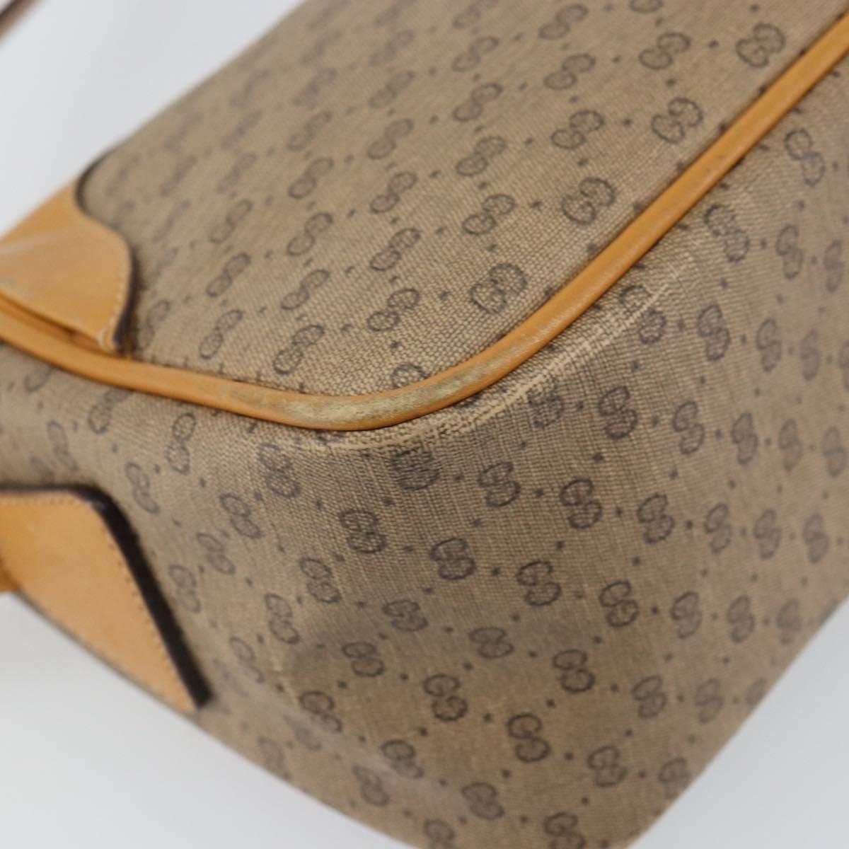 GUCCI Micro GG Supreme Shoulder Bag PVC Beige Gold Auth BA9394