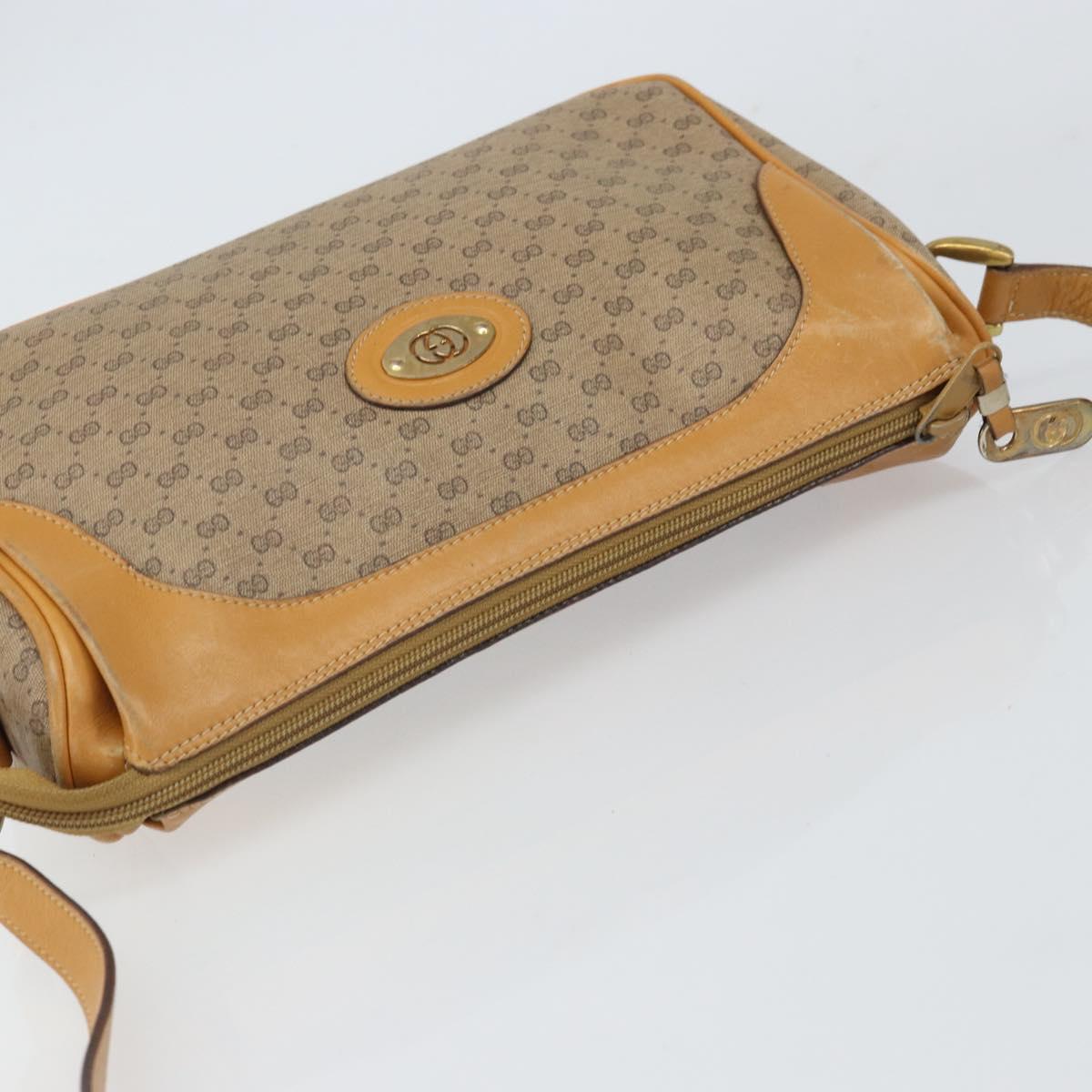 GUCCI Micro GG Supreme Shoulder Bag PVC Beige Gold Auth BA9394