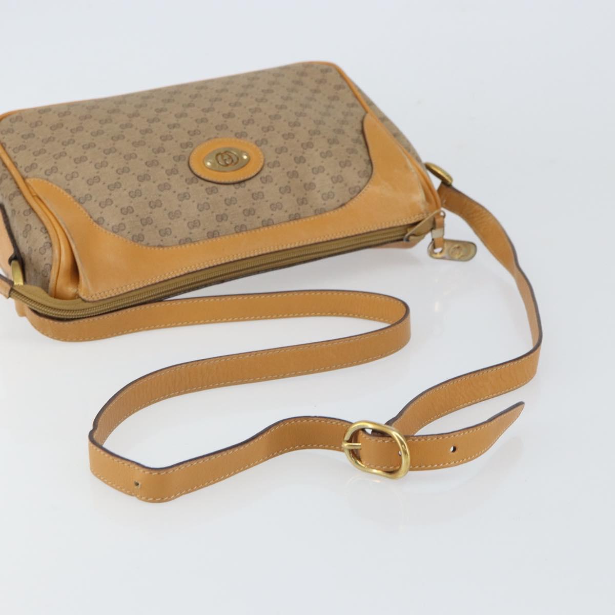 GUCCI Micro GG Supreme Shoulder Bag PVC Beige Gold Auth BA9394