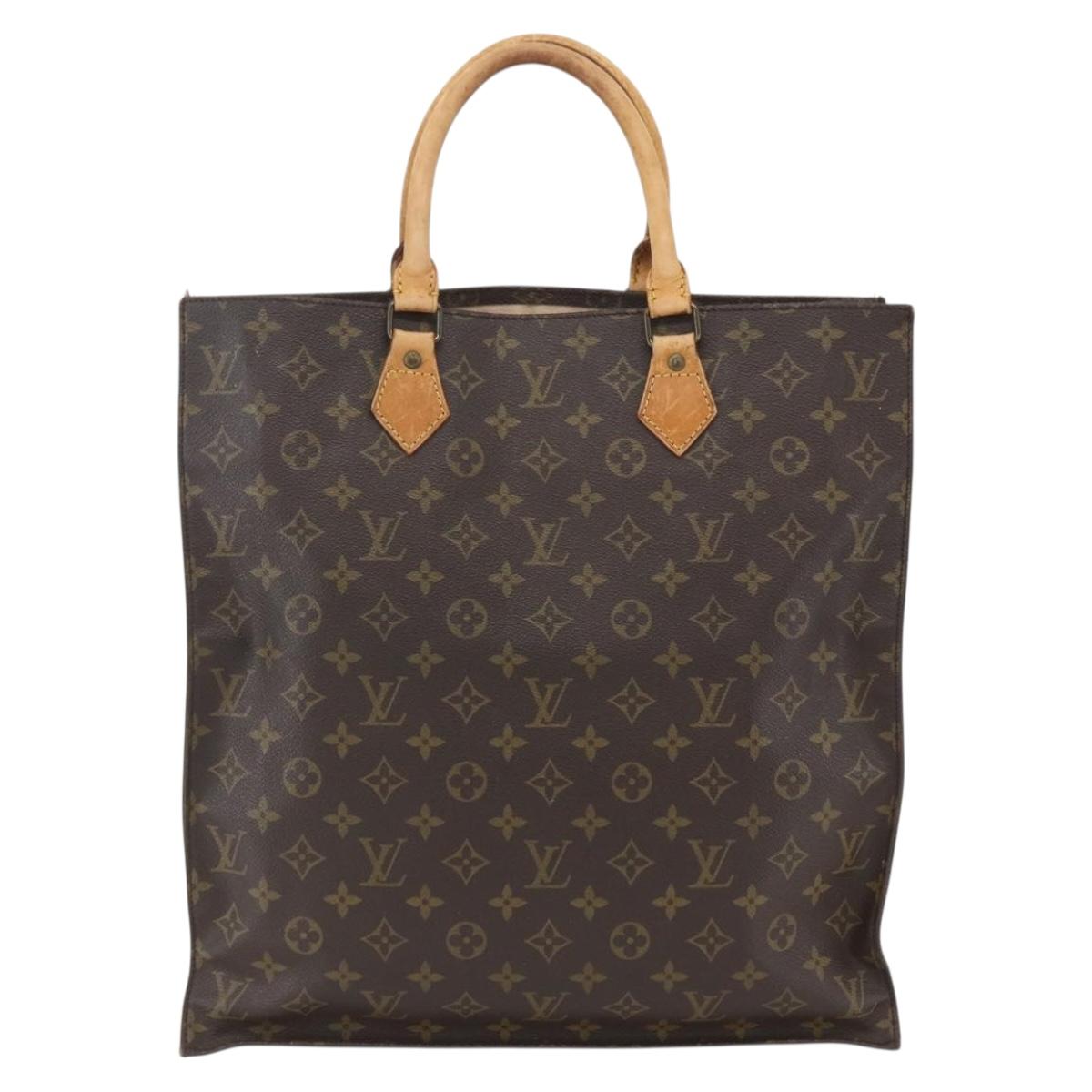LOUIS VUITTON Monogram Sac Plat Hand Bag M51140 LV Auth BA9399