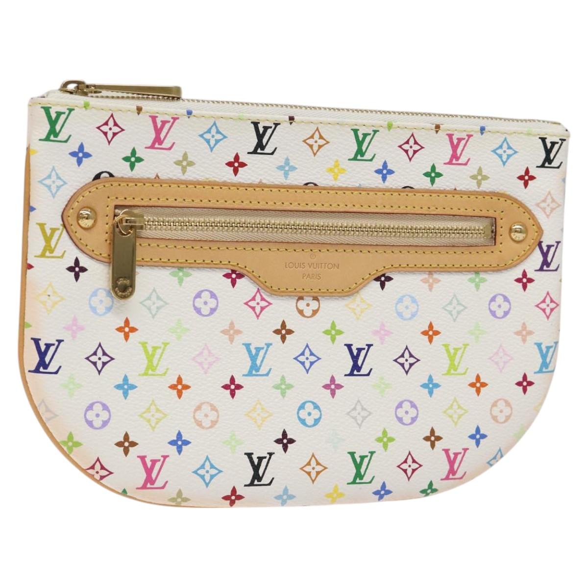 LOUIS VUITTON Monogram Multicolor Pochette GM Pouch White M60027 Auth BA939SAM
