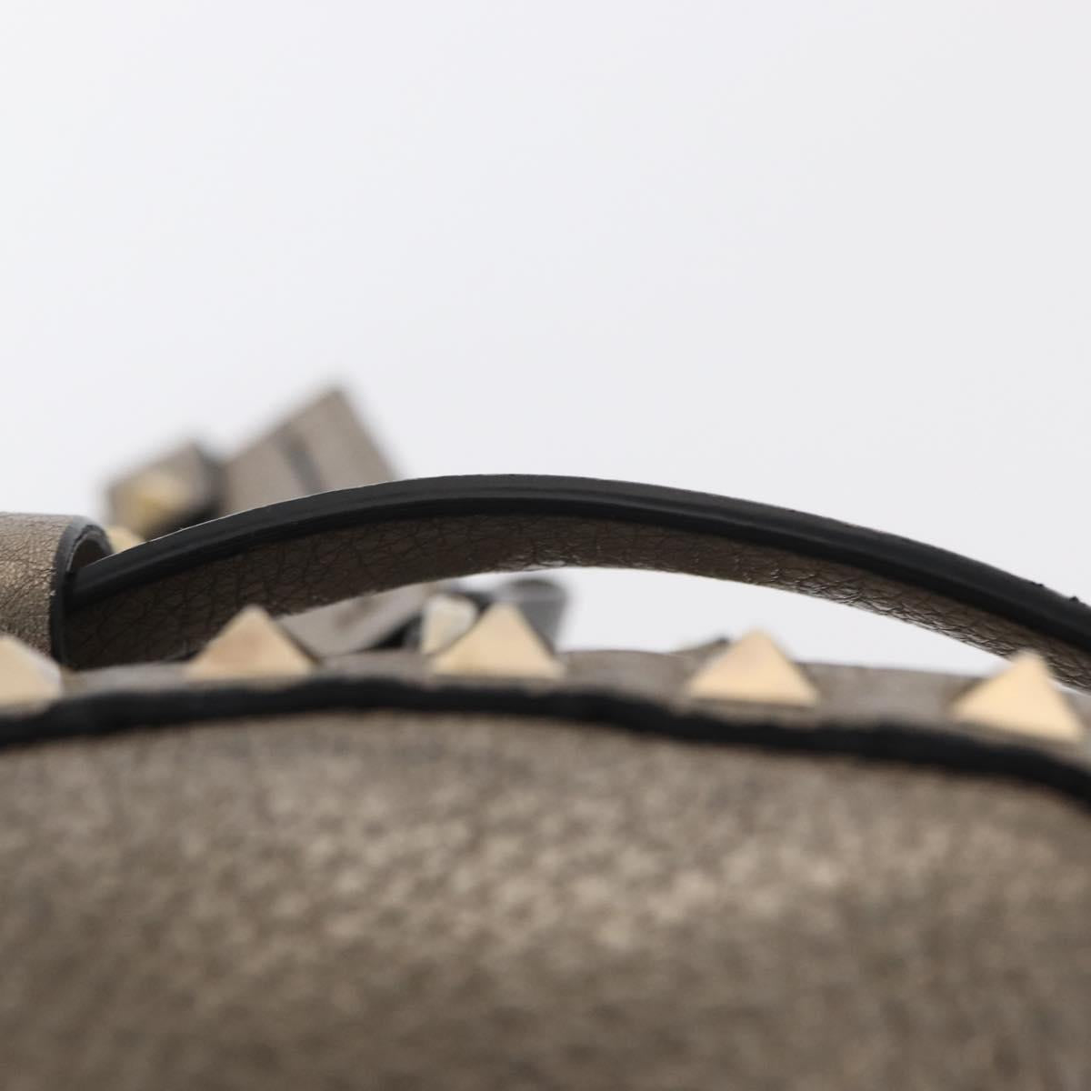 VALENTINO Rock Studs Backpack Leather Silver Gold Auth BA9400