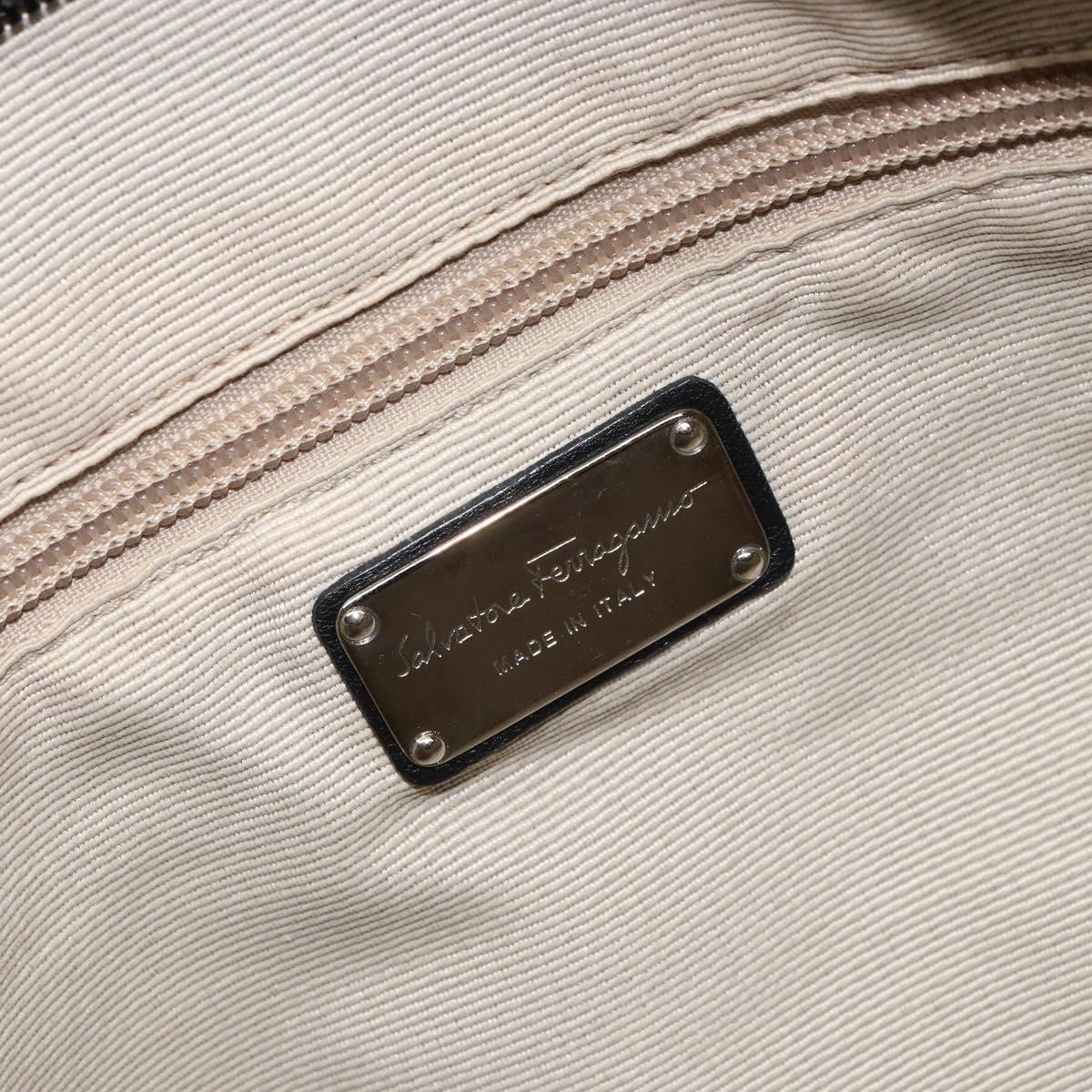 Salvatore Ferragamo Gancini Tote Bag Enamel Black Silver Auth BA9402