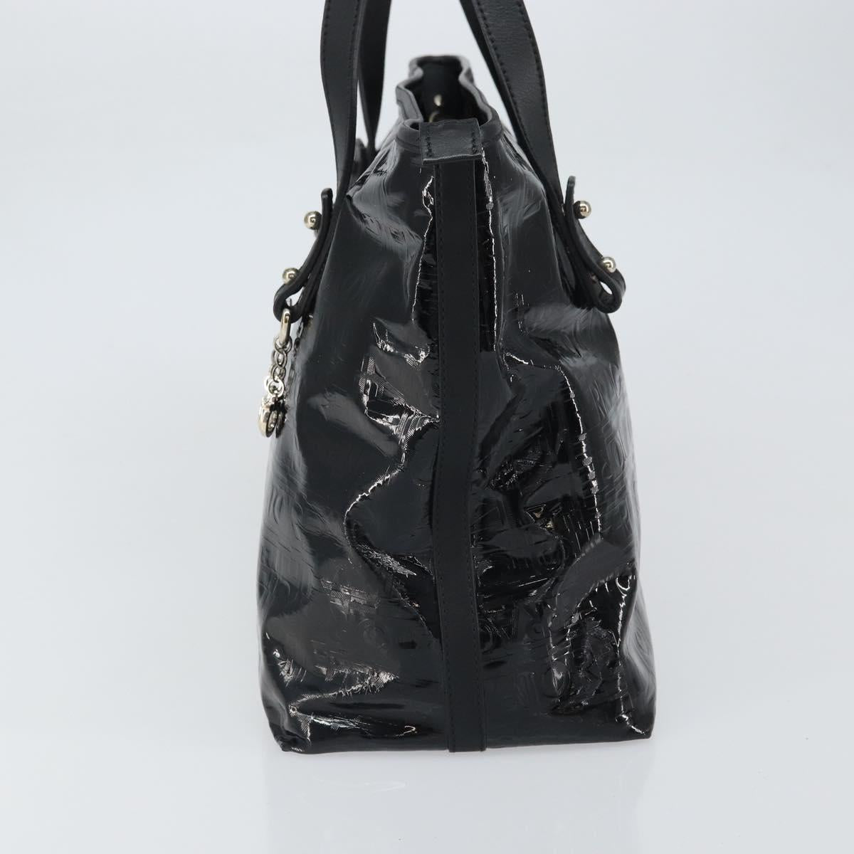 Salvatore Ferragamo Gancini Tote Bag Enamel Black Silver Auth BA9402
