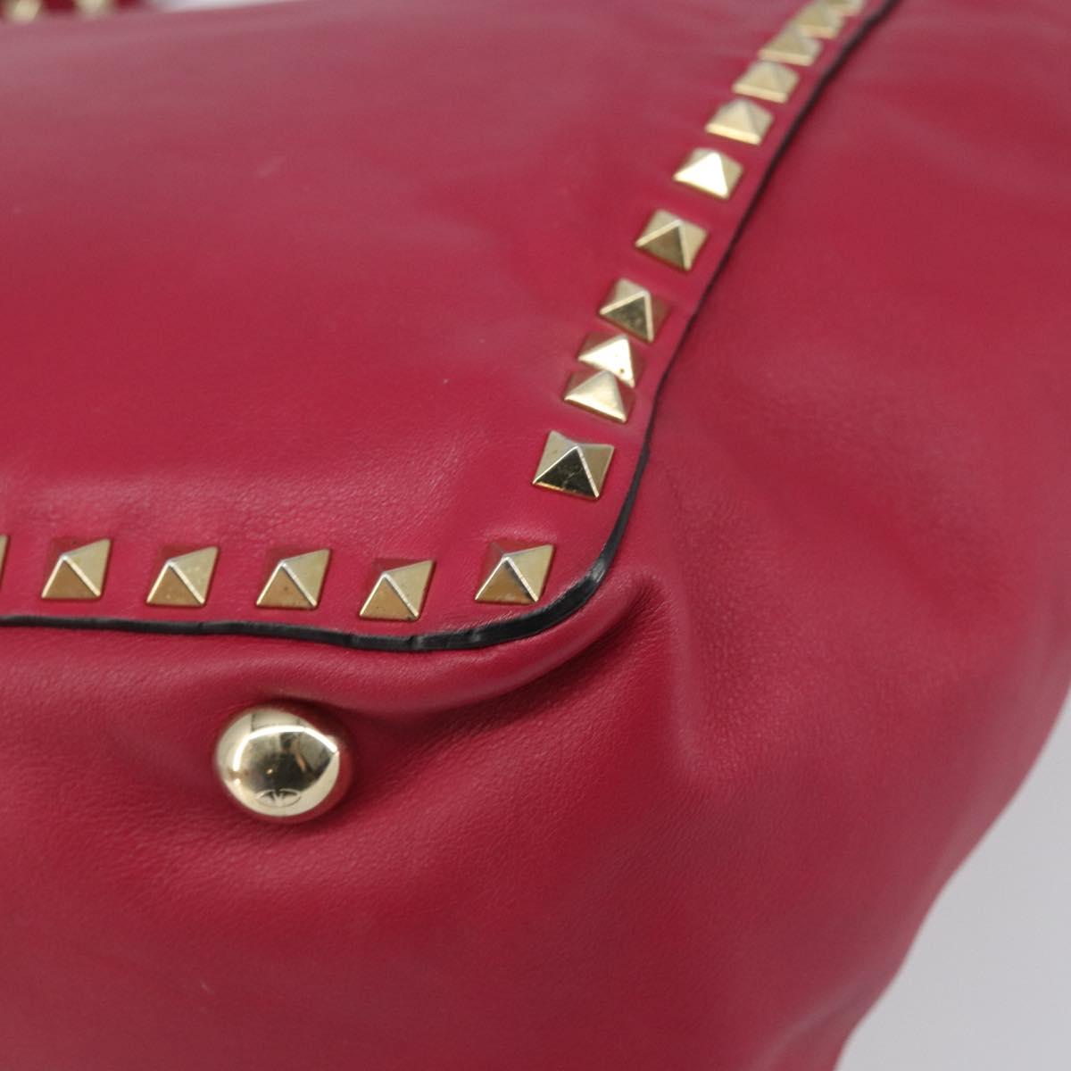 VALENTINO Rock studs Tote Bag Leather 2way Pink Gold Auth BA9403