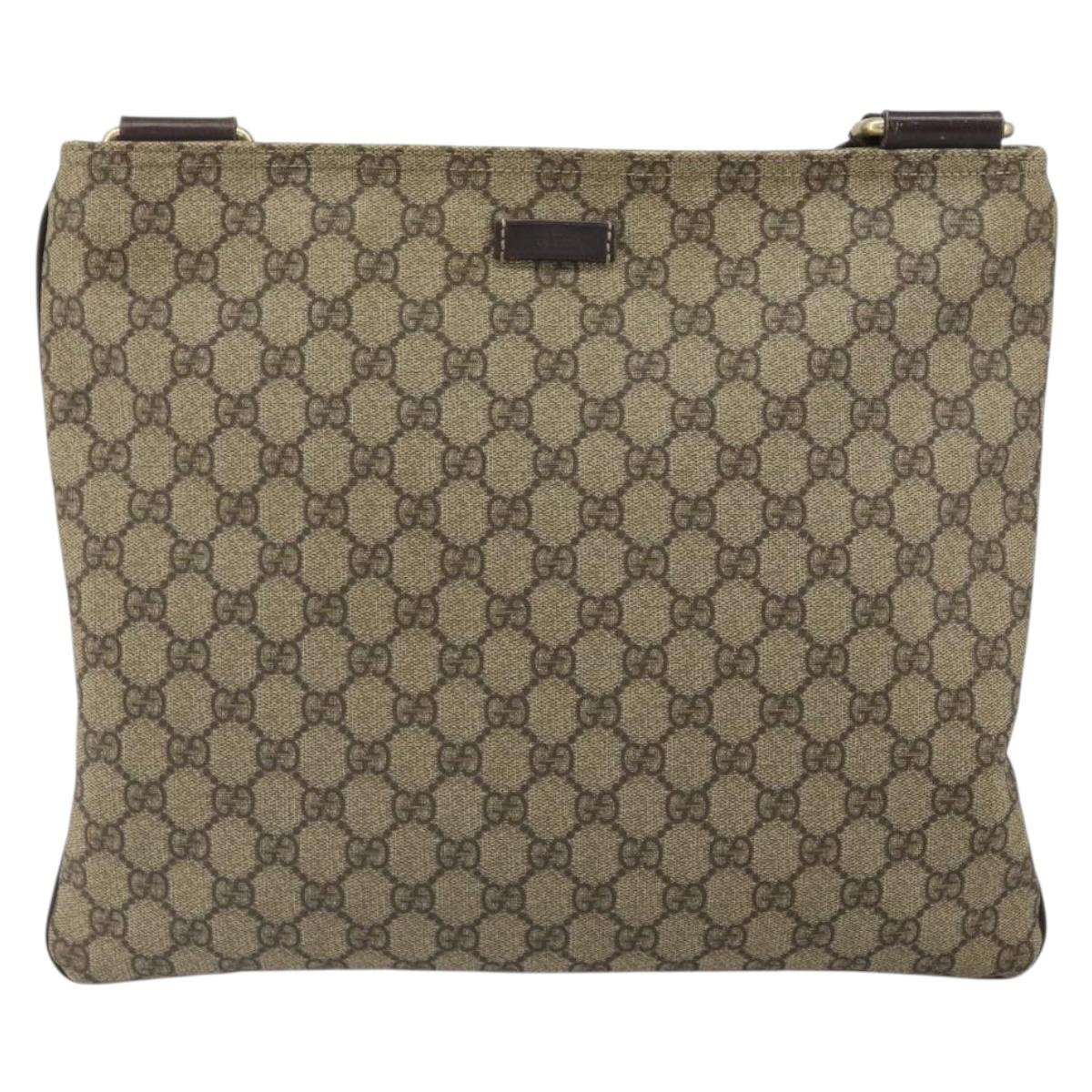 GUCCI GG Supreme Shoulder Bag PVC Beige Gold 201446 Auth BA9409