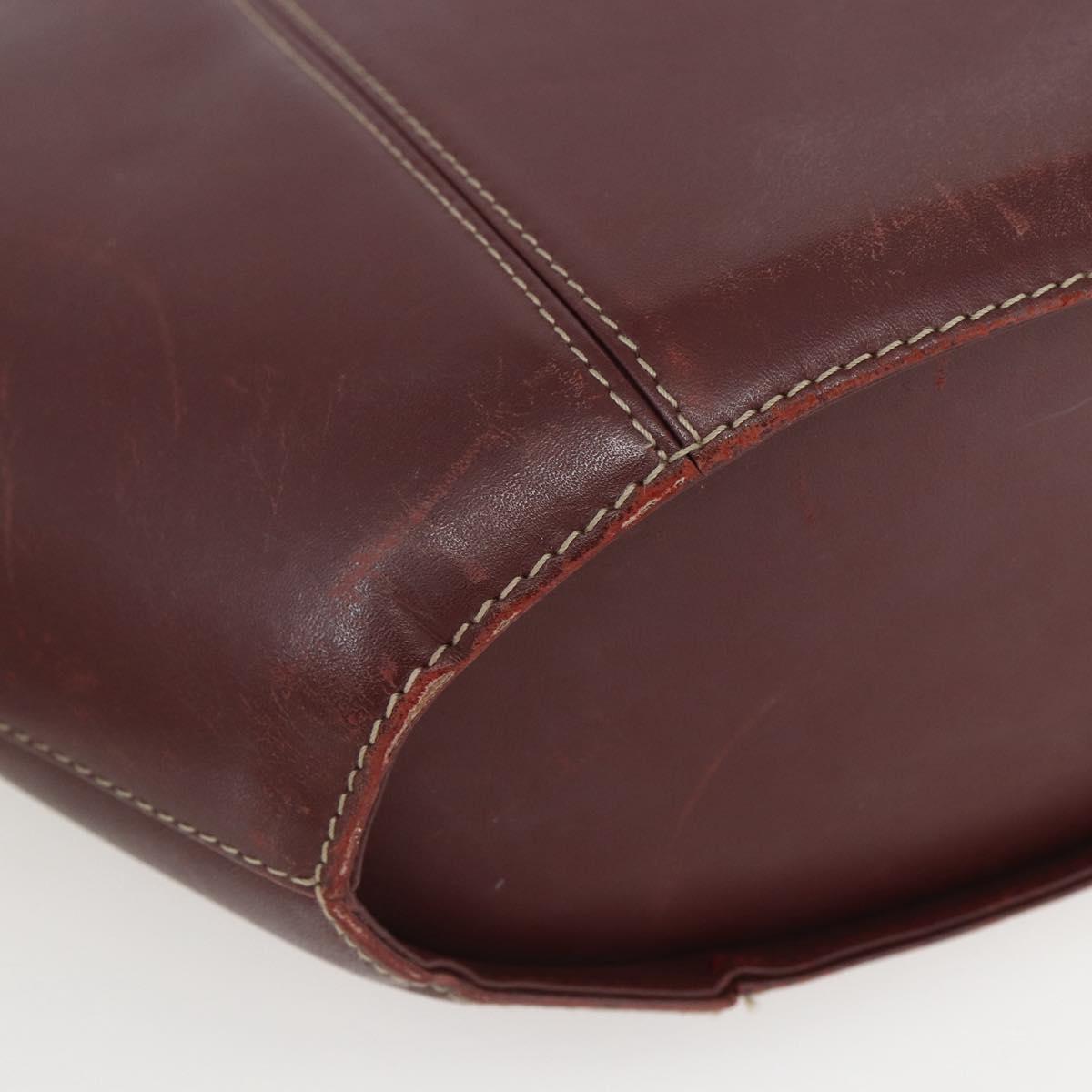 CARTIER Must Line Hand Bag Leather Bordeaux Gold Auth BA9415