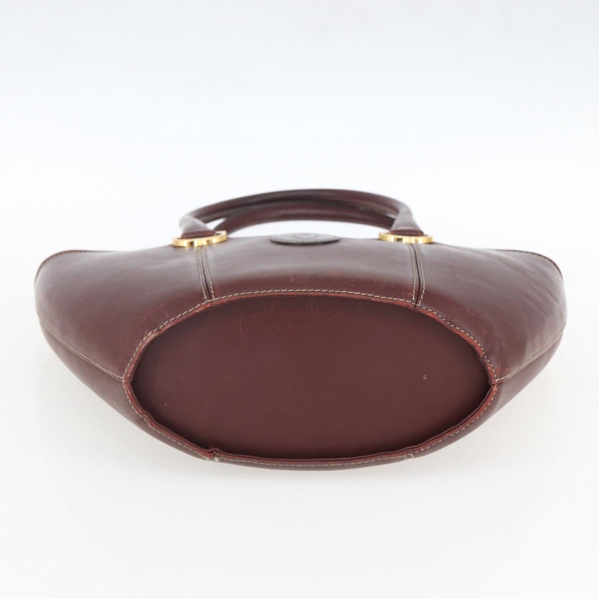 CARTIER Must Line Hand Bag Leather Bordeaux Gold Auth BA9415