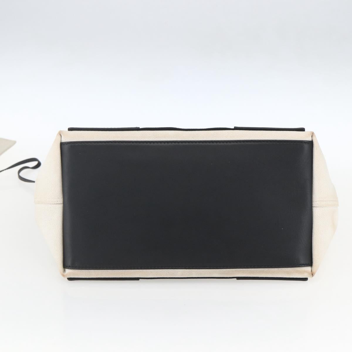 BALENCIAGA Navy kabas M Hand Bag Canvas White Black Silver 339933 Auth BA9416