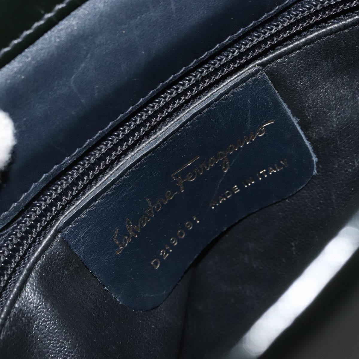 Salvatore Ferragamo Shoulder Bag Leather Black Gold Auth BA9418