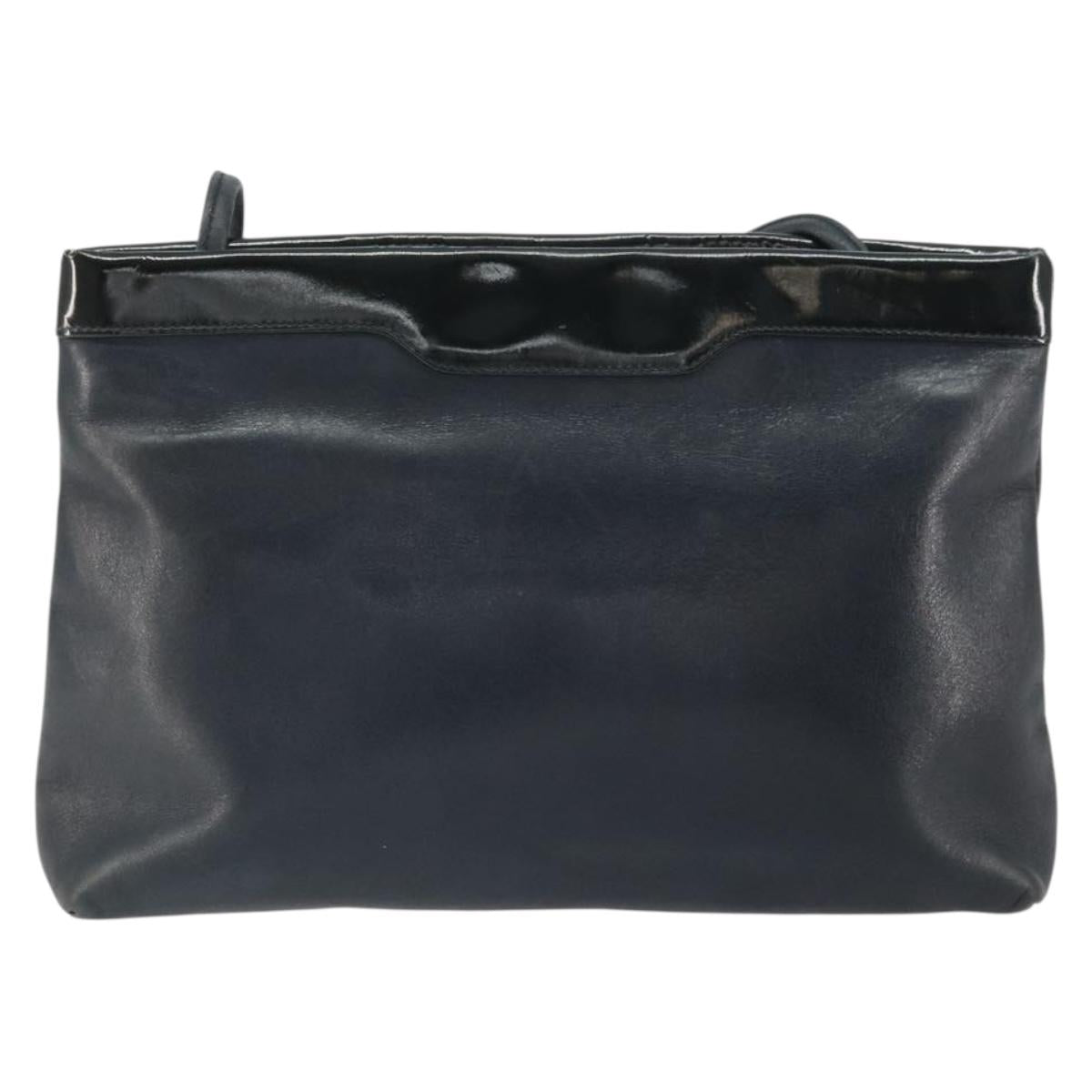Salvatore Ferragamo Shoulder Bag Leather Black Gold Auth BA9418