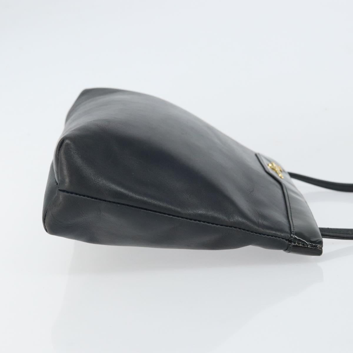 Salvatore Ferragamo Shoulder Bag Leather Black Gold Auth BA9418