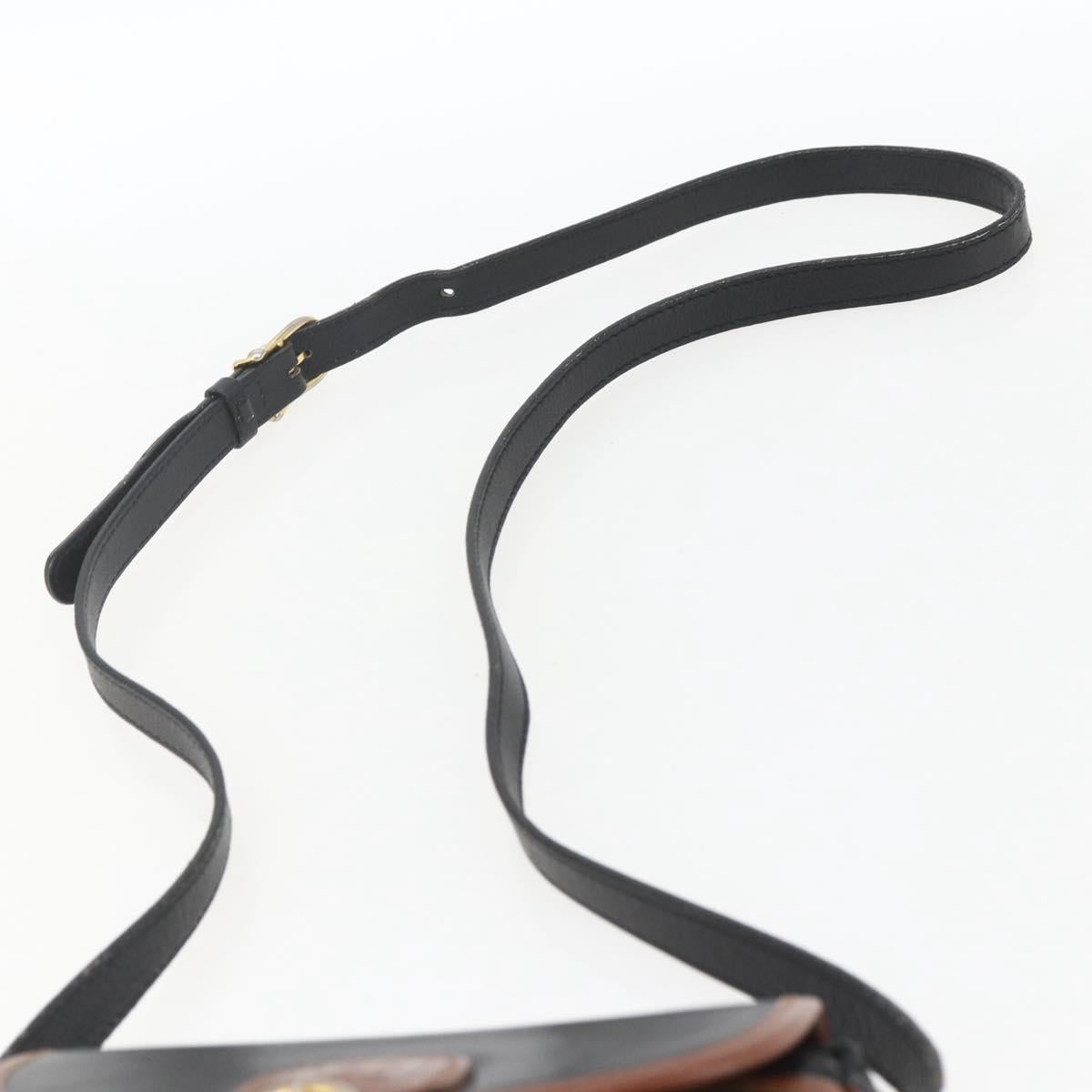 CELINE Shoulder Bag Leather Black Gold Auth BA9422