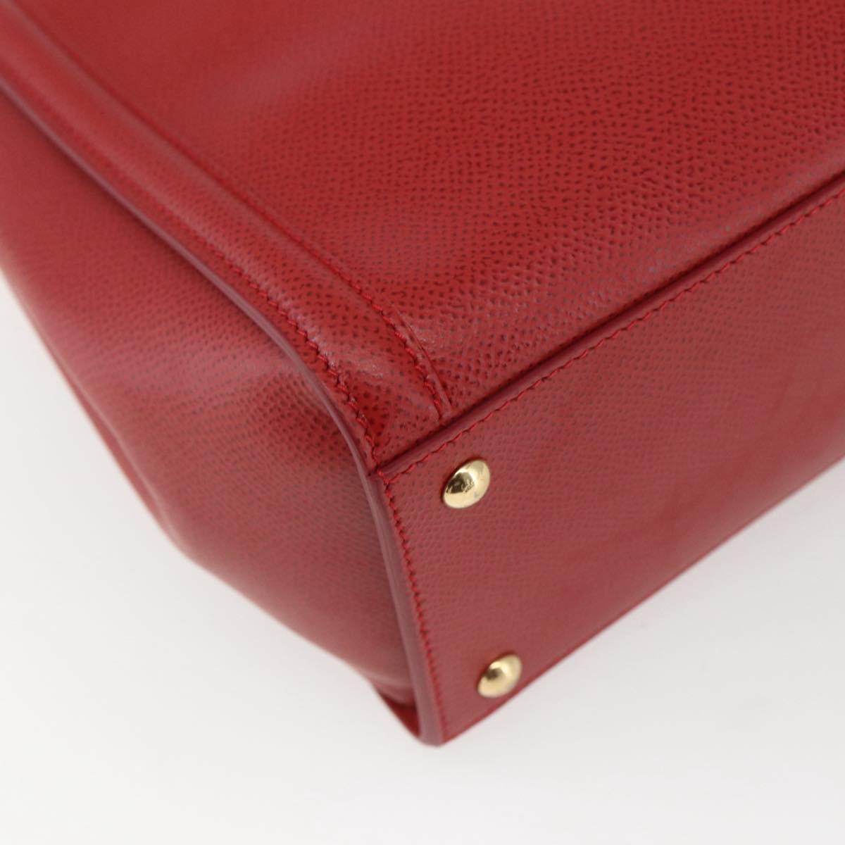 Salvatore Ferragamo Chain Vala Shoulder Bag Leather 2way Red Gold Auth BA9424V