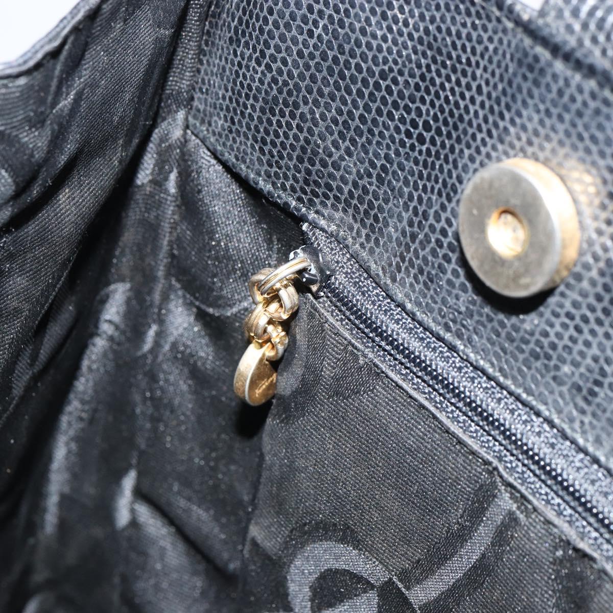 Salvatore Ferragamo Vala Tote Bag Leather Black Gold Auth BA9428
