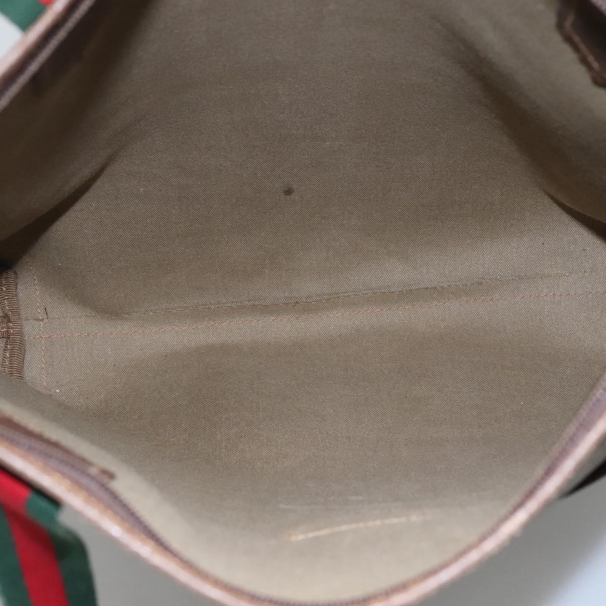 GUCCI GG Supreme Web Sherry Line Tote Bag PVC Beige Green Red Auth BA943