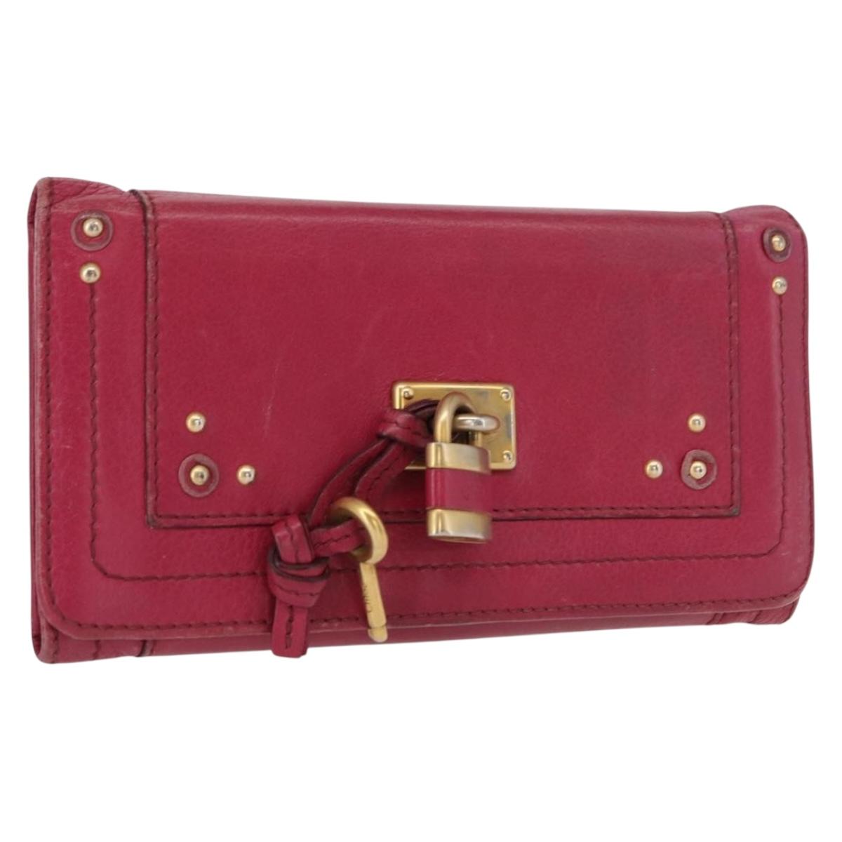 Chloe Paddington Long Wallet Leather Pink Gold Auth BA9436