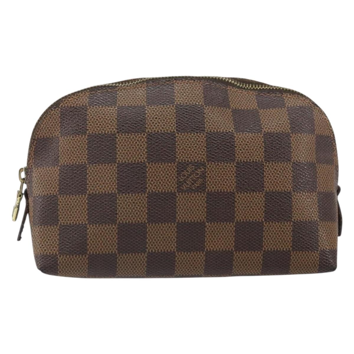 LOUIS VUITTON Damier Ebene Pochette Cosmetic PM Pouch N47516 LV Auth BA9448