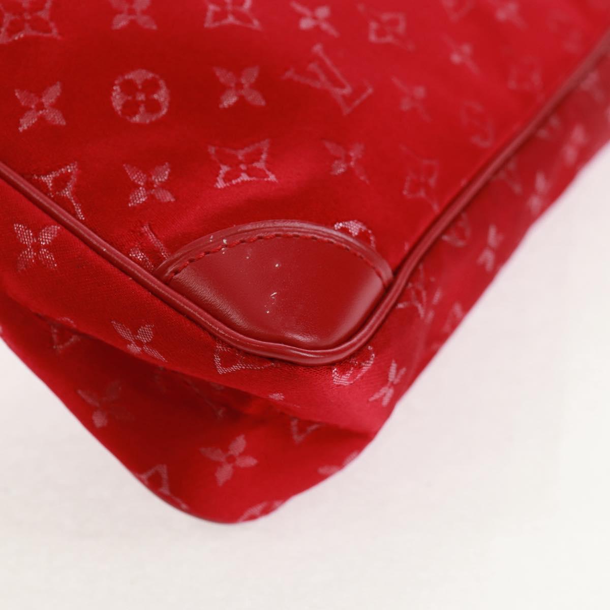 LOUIS VUITTON Monogram Satin Little Boulogne Hand Bag Red M92351 Auth BA9469SM