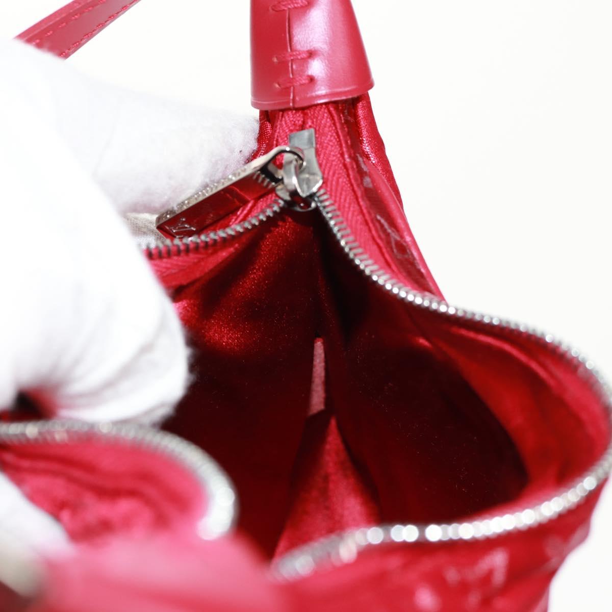 LOUIS VUITTON Monogram Satin Little Boulogne Hand Bag Red M92351 Auth BA9469SM