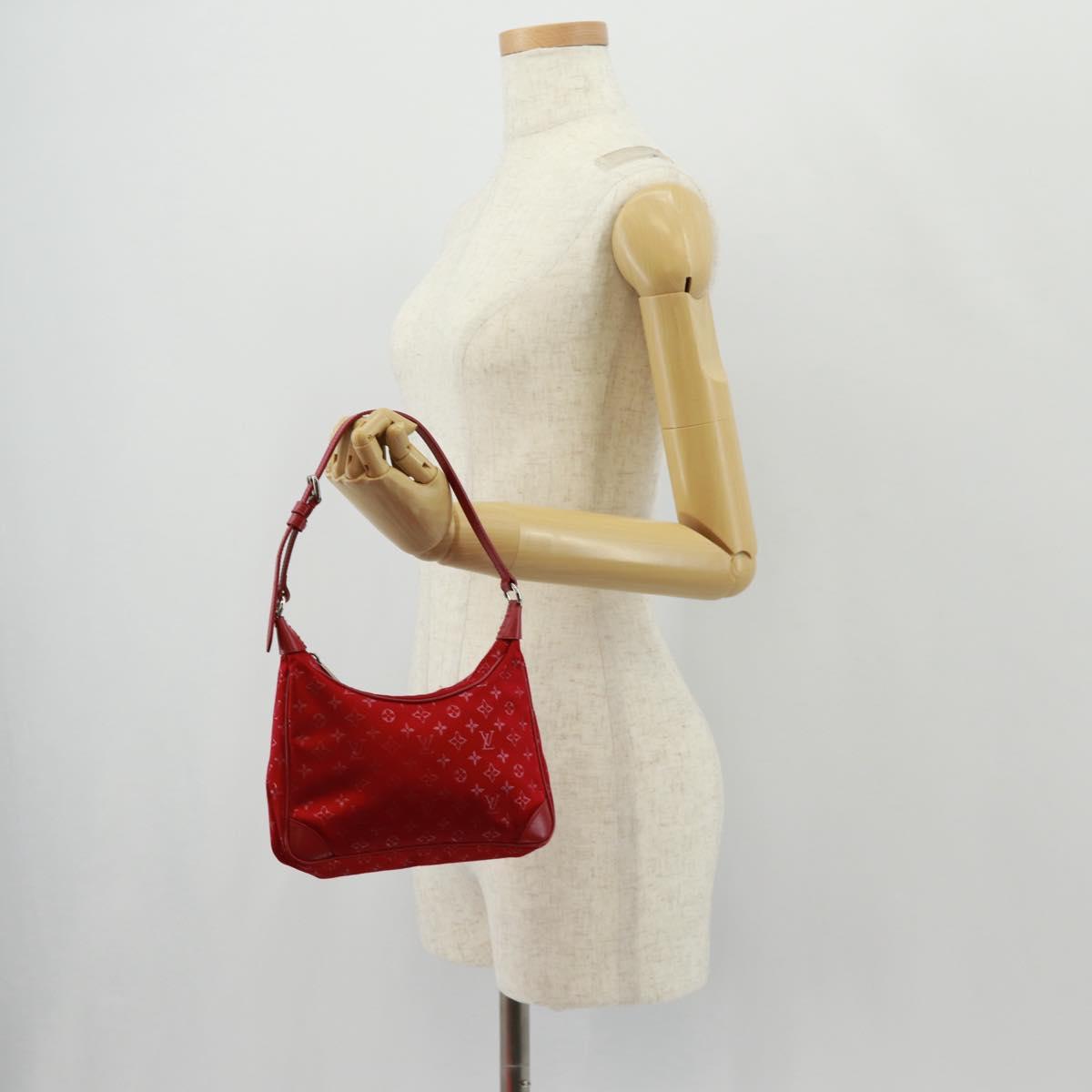 LOUIS VUITTON Monogram Satin Little Boulogne Hand Bag Red M92351 Auth BA9469SM