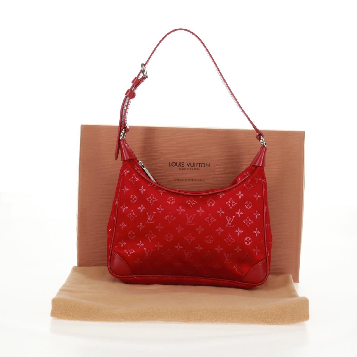 LOUIS VUITTON Monogram Satin Little Boulogne Hand Bag Red M92351 Auth BA9469SM