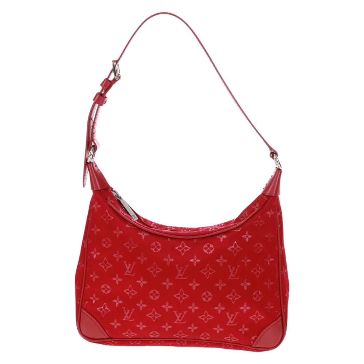 LOUIS VUITTON Monogram Satin Little Boulogne Hand Bag Red M92351 Auth BA9469SM