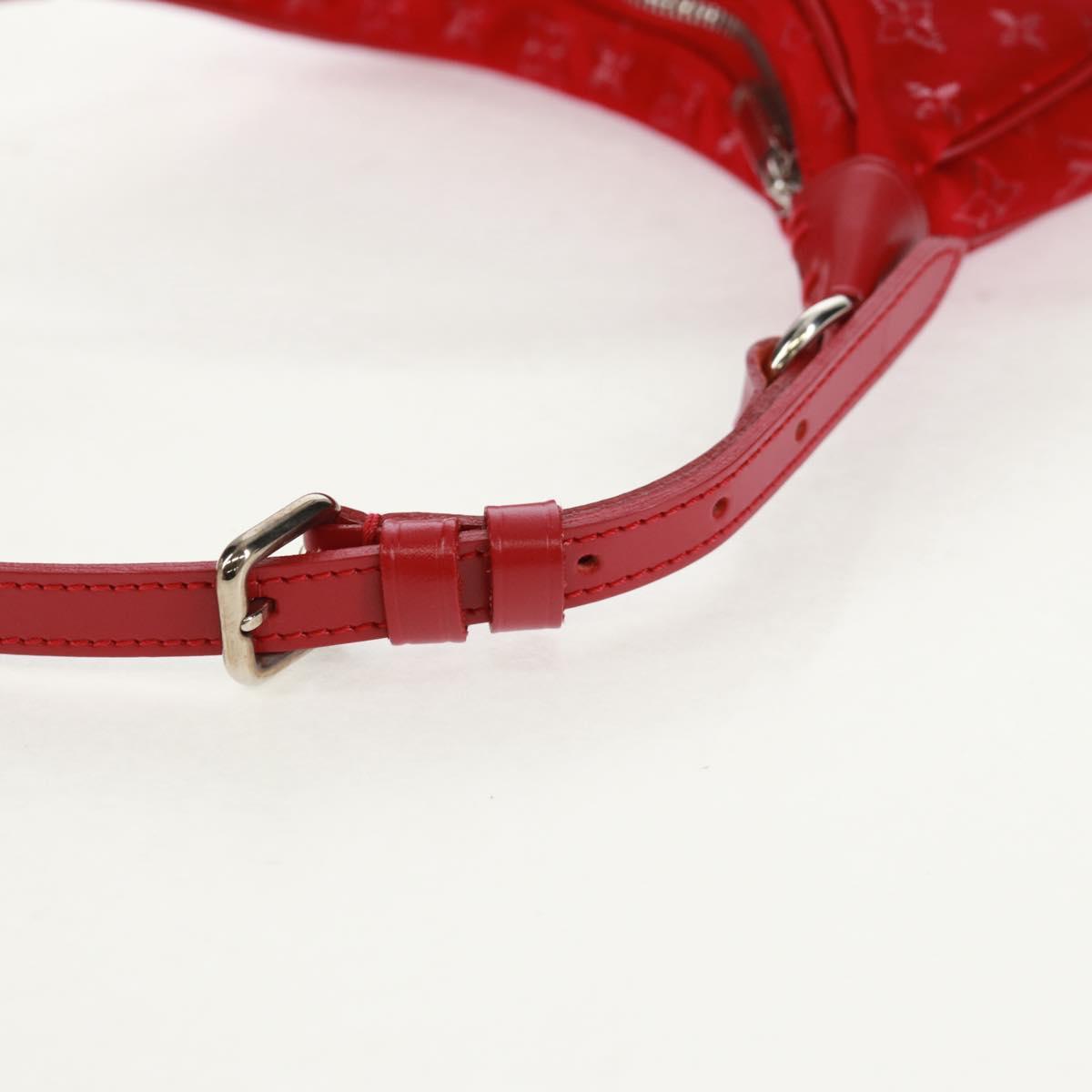 LOUIS VUITTON Monogram Satin Little Boulogne Hand Bag Red M92351 Auth BA9469SM
